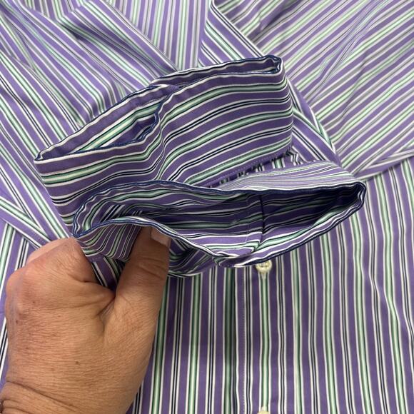 Vtg Ralph Lauren Button Down Shirt Mens 3XLT Tall Purple Striped Classic Fit - Picture 6 of 10